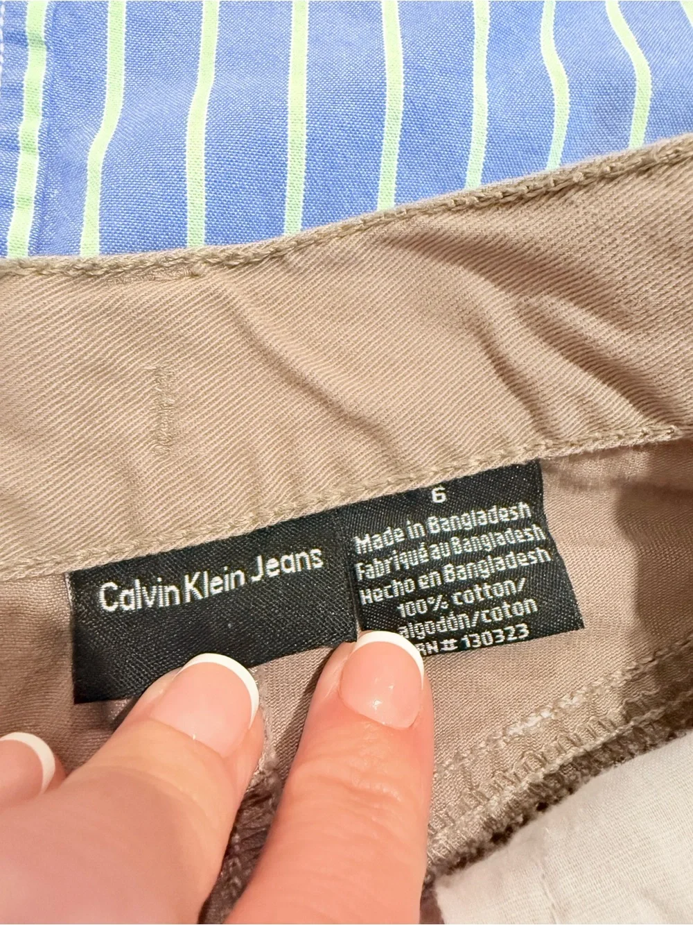 GAP Boys Blue Striped Button-Up & Tan Calvin Klein Pants Set Size 6